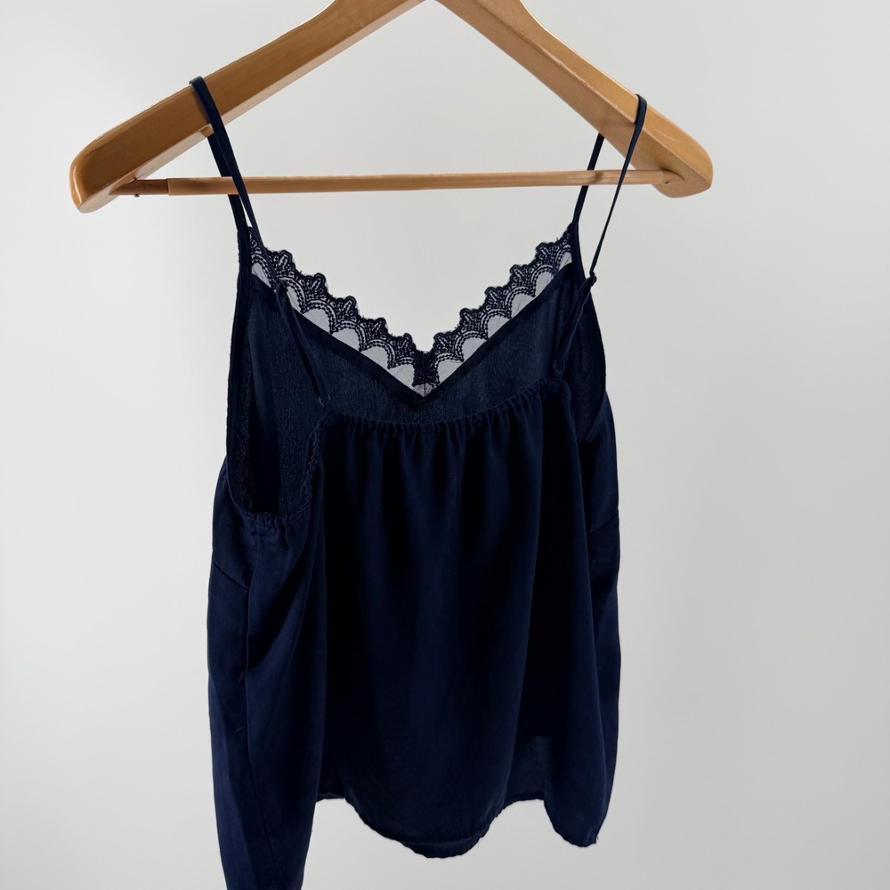Adore Me Navy Blue Lace Trim Camisole Top Adjustable Straps Size-Medium